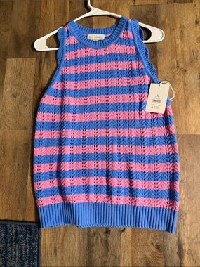 Free assembly Striped Knit Sleeveless Sweater Tank in Pink & Blue